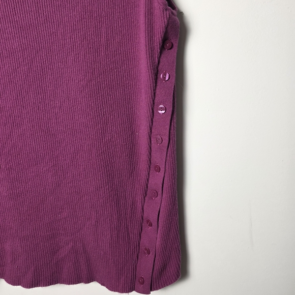 Abercrombie & Fitch Ribbed Sleeveless Top XL Plum Purple Side Button Tank - Picture 3 of 5